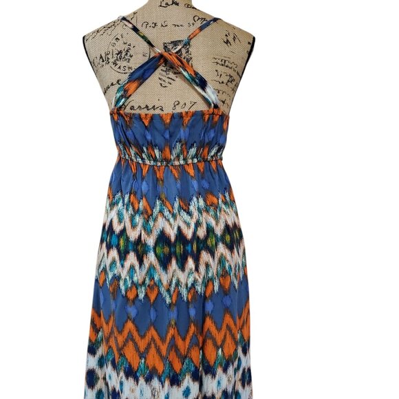 Mossimo Supply Co. Criss-Cross Back Halter Maxi Dress Bold Vibrant Colors Size M - Picture 12 of 16